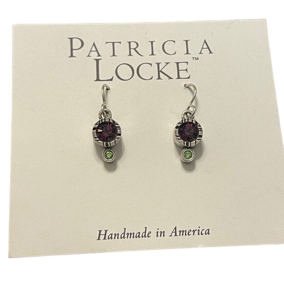 Patricia Locke Handmade Silver & Purple Green Crystal Drop Earrings - Picture 3 of 6